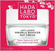 Hada Labo Tokyo Anti-Aging Wrinkle Reducer Day Cream – Hydrating Cream with Super Hyaluronic Acid, Retinol, and Collagen for Youthful, Radiant Skin – 50ml