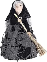 Witches Broom Wizard Scary Decoration | Witch Doll with Broom | Handcrafted Halloween Doll Realistic Decoration Props for Family Friends Colleagues