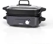 [Cuisinart] Cook In 5 in 1 Multi Cooker, Grill, Sear, Steam, Simmer and Slow Cooker, Non-Stick, Interchangeable plates and pans, Stackable, easy storing, Energy efficient, Midnight Grey