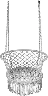 Costway Hanging Hammock Chair Macrame Swing Hand Woven Cotton Backrest Indoor&Outdoor (Grey)