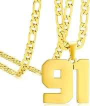 [ANMUXI] Necklaces: Your Unique Identity - Custom Gold-Plated Initials & Numbers, with a Stylish Stainless Steel Sports Chain Pendant
