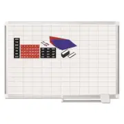 MasterVision� Grid Planning Board w/ Accessories, 1x2" Grid, 36x24, White/Silver