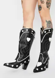 [Y.R.U.] White Heart Space Cowgirl Boots