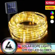 Solar Lights Rope Outdoor String LED Fairy Garden Strip Waterproof Xmas Decor