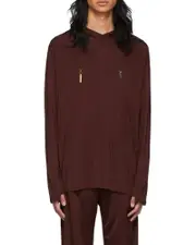 fluid charm-detail relaxed hoodie IT50 Red