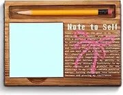 Note to Self Sticky Note Holder, Motivational Desk Gift with Positive Affirmations, Wooden Office Decor for Women Teens Coworkers, Inspirational Self Growth Note Pad Holder ZSS86