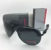 New PRADA Sport Sunglasses SPS 56M 1BO-1A1 62-14 Black Aviator Frame w/Grey Lens