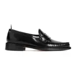 [Thom Browne] Thom Browne-Black Pleated Varsity Calf Leather Loafers-Uomo 7 US