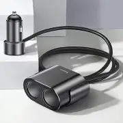 Baseus 2-Socket (80W) Car Cigarette Lighter Dual USB Charger Extension