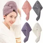 Towel Bath Hats with Button Fast Drying Hair Towel Women