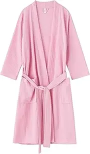 [YiyiLai] Women Waffle Dressing Gown, Men Kimono Bathrobe, Couples Novelty Nightwear, Unisex Spa Hotel Home Bath Robe