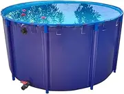 Pool Above Ground Canvas Fish Pond, Circular Thickening Pool Belt Frame, Large Collapsible Outdoors Tarpaulin, for Koi Holding Tank(1x0.8m)