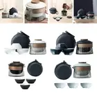 Travel Tea Set Glass Teapot Infuser Gift Portable with Carry Case Teaware for
