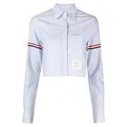 [Thom Browne] Cropped Button Down Point Collar Top Women
