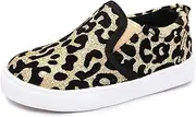 [Skeblo] Boy's Girl's Leopard Print Canvas Sneakers Casual Slip On Loafers Kids Flat Shoes