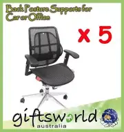 5 x Black Back Lumbar Support 'Comfort' Cushion Office Home Car Truck Seat Chair