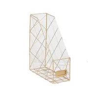 Desktop Grid File Storage Rack Bookshelf Desk Organizer Book Holder Magazine Display Shelf GOLD COLOR