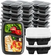 50 Pack 32OZ Meal Prep Containers Reusable 2 Compartment Food Storage,Extra Large &Thick Food Storage Containers with Lids,Durable Bento Boxes BPA-Free, Stackable,Microwave,Dishwasher/Freezer Safe