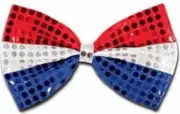 Red White and Blue Glitz N Gleam Bow Tie 4.25" x 7" Fabric Patriotic Wearable