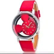 Mickey Mouse watch Women red quartz new