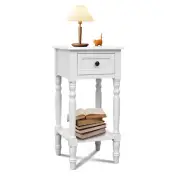 Narrow Accent Table 14.2"D x 14.2"W x 28H" w/ 1 Drawer & Shelf, Sofa Side Table