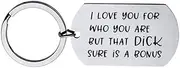 [YangQian] Couples Gifts Keychain, Gifts for Boyfriend Girlfriend, I Love You for Who You Are But That Dick Sure is A Bonus Keyring Christmas Valentine's Day Gifts for Husband Wife