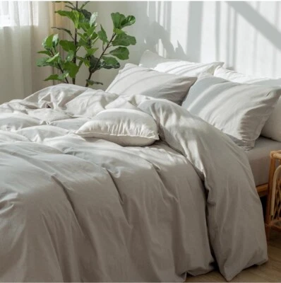 MOOMEE Duvet Cover Set, Twin, Light Grey, NWT