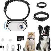 Cat Camera Collar,32GB Upgrade 360 Degree Rotating Dog Collar Camera 1080P HD,Video Records Indoor Outdoor Action DC for Pets-White