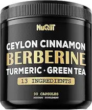 Berberine Supplement 8750mg Turmeric Curcumin 1500mg Green Tea 1500mg & More - Support Heart Health, Body Management & Immune System - 90 Capsules for 3 Months
