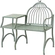 Outdoor Park Bench 37.4-inch Outdoor Garden Bench, Vintage Wrought Iron, Green Metal Balcony, Coffee Table and Chairs Patio Garden Bench