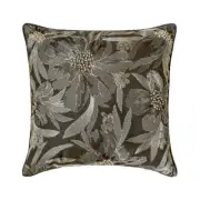 Grey Wool Embroidery & Pearl Throw Pillow Cover - Alyssa