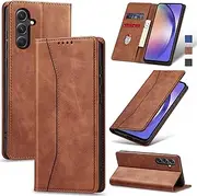 [Jasonyu] Mobile Phone Case for Samsung Galaxy A54 Case Leather Flip Foldable Shockproof Magnetic [Premium PU Leather] [Stand Function] [Card Slots] Protective Flip Case for Samsung A54 5G (Brown)