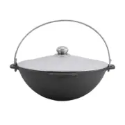 Asian cast iron cauldron with aluminum lid 4 liters. Thickness 3.8 mm