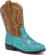 [sharllen] Kids Girls Cowgirl Boots Western Glitter Cowboy Boot Unisex-Child Mid-Calf Pointed-Toe Toddler Cowboy Boot Little Kids Big Kid Horse Riding Shoes Party Birthday Dress Up