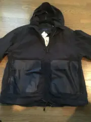 Cole Haan women's hooded MEDIUM windbreaker pull over jacket Navy Blue NWT