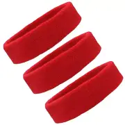 3 Mens Womens Sports Headband Elastic Band Sweatband Running Workout Gym Red
