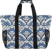 [sanluoli] Tote Collapsable Large Beach Bag Sandproof Canvas Laundry Tote, Scallop Blue, 1 size