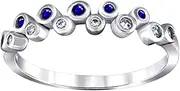 [JewelryWeb] 925 Sterling Silver Womens Royal Blue CZ Simulated Diamond Semi eternity Wedding Band Ring6-Eternity-Ring for Women and Men