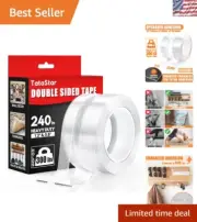 2 Rolls Heavy Duty Double Sided Tape - 240" Clear & Removable Mounting Solution