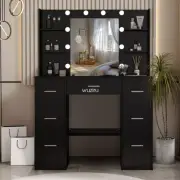 Vanity Dressing Desk with LED Mirror Makeup Vanity Table 7 Drawer Dressing Table