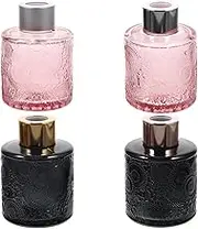 4pcs Glass Diffuser Bottle Fragrance Reed Container Empty Refillable Aroma with Caps Dry Flower Aromatherapy Holder for Home Bathroom Decorations ,Pink Grey GA08Y62841IFF 9x6x6cm