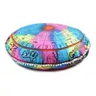 Zodiac Mandala Floor Pillow Case Round Bohemian Boho Throw Pouf Cushions Cover