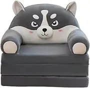 Animal Shaped Folding Sofa Bed Convertible Chair Soft Lazy Sofa,Space Saving Multipurpose Sleeper Chair for Home Room, Gray Dog