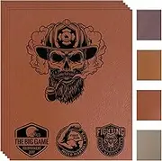 Laserable Leatherette Sheets Iron-on Leather Hat Patches for Laser Engraving,Blank Engrave Faux Leather with Heat Press/Transfer Adhesive Backing(Reddish Brown-5 Large Pieces-10.2"x12.6")
