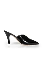 Black Patent Leather Mules
