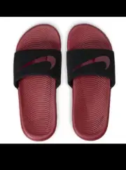 Nike Kawa Slides Kids FJ2250-001 Black Red Size GS- 4y New Summer Sandals