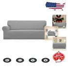 Easy Install Light Gray Sofa Slipcover with Non-Slip Anchors - Machine Washable