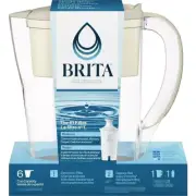 Brita Space Saver Plastic 6-Cup Water Filter Pitcher, Beige