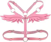 [Eclatify] Women Girl Punk Body Harness Belt Adjustable Leather Body Bra Chest Harness Belt Angel Wings Waist Belt