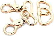 Trigger Snaps with D Rings, 6 Sets Hook Clasps Oval Swivel Trigger Clips Hooks Clips Snap for Straps Bags Belting Leathercraft (Gold,1 1/4")